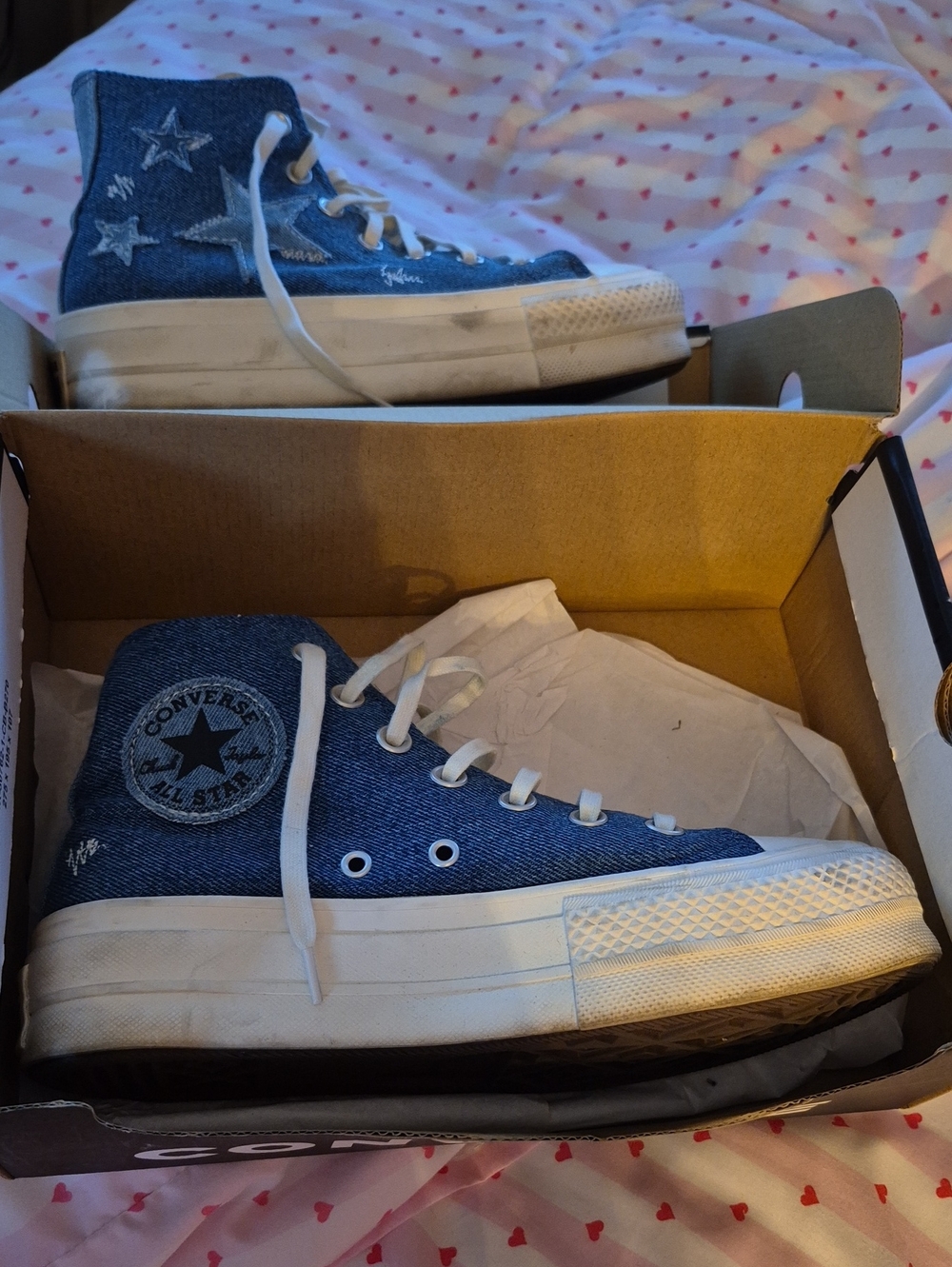 Converse Denim Blue High-Top Platform Sneakers